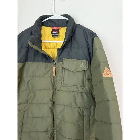 Gerry Bearwood Workwear Puffer Jacket Men M Olive Black Cozy Quilted Comfy - Picture 2 of 10